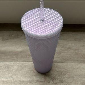 NWT Starbucks 2021 Studded Winter Holiday Icy White Lilac 24oz Bling Tumbler